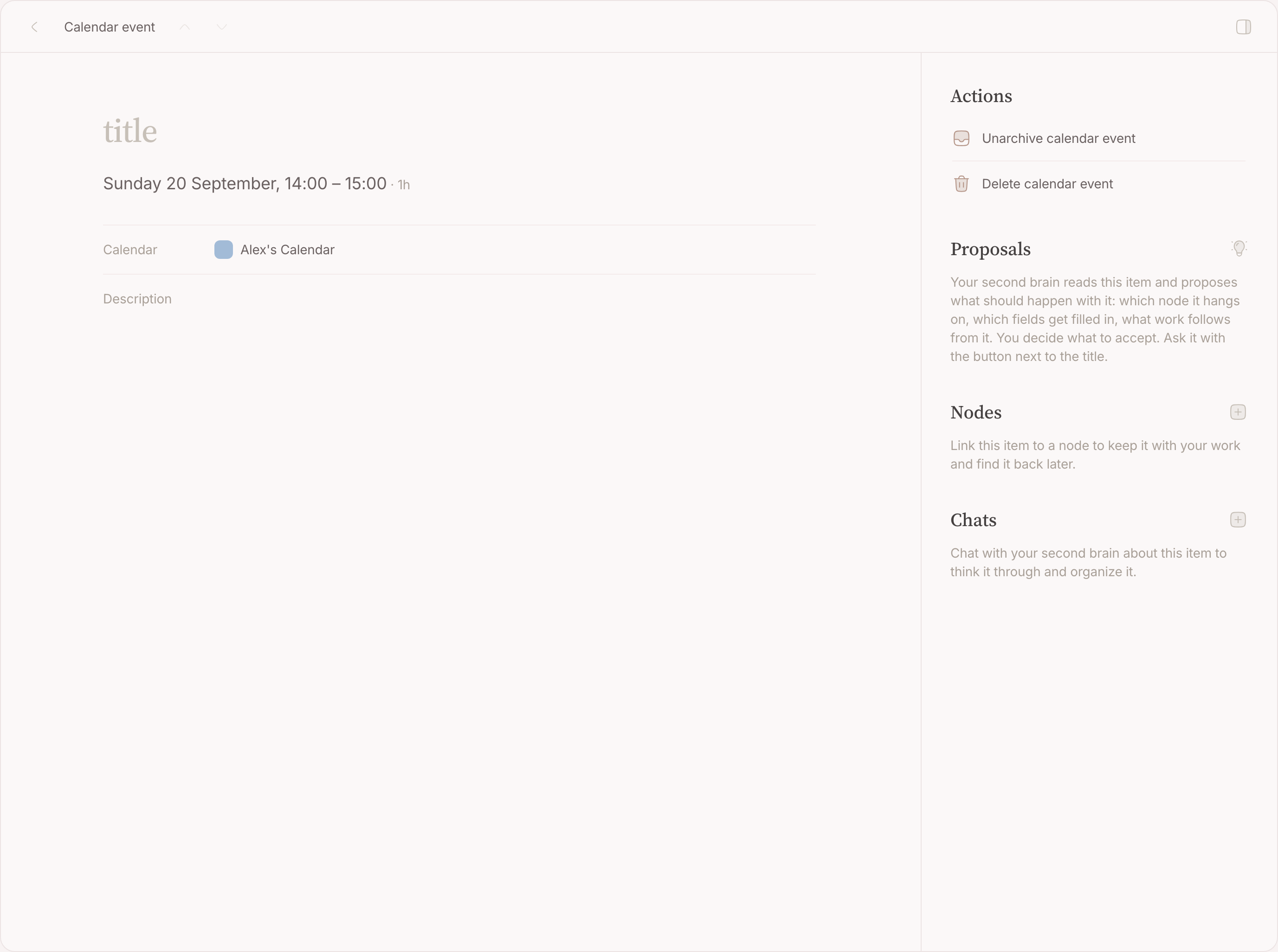 Drawing an event by dragging down a column, and the page it opens with the caret in the name