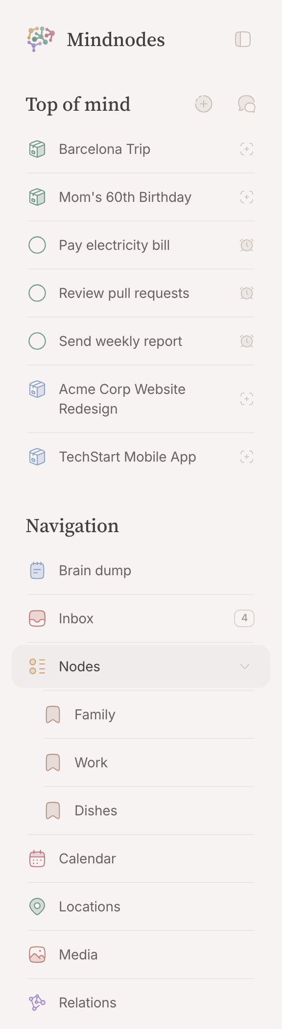 The Nodes page, with its saved lenses as tabs beside All above the list